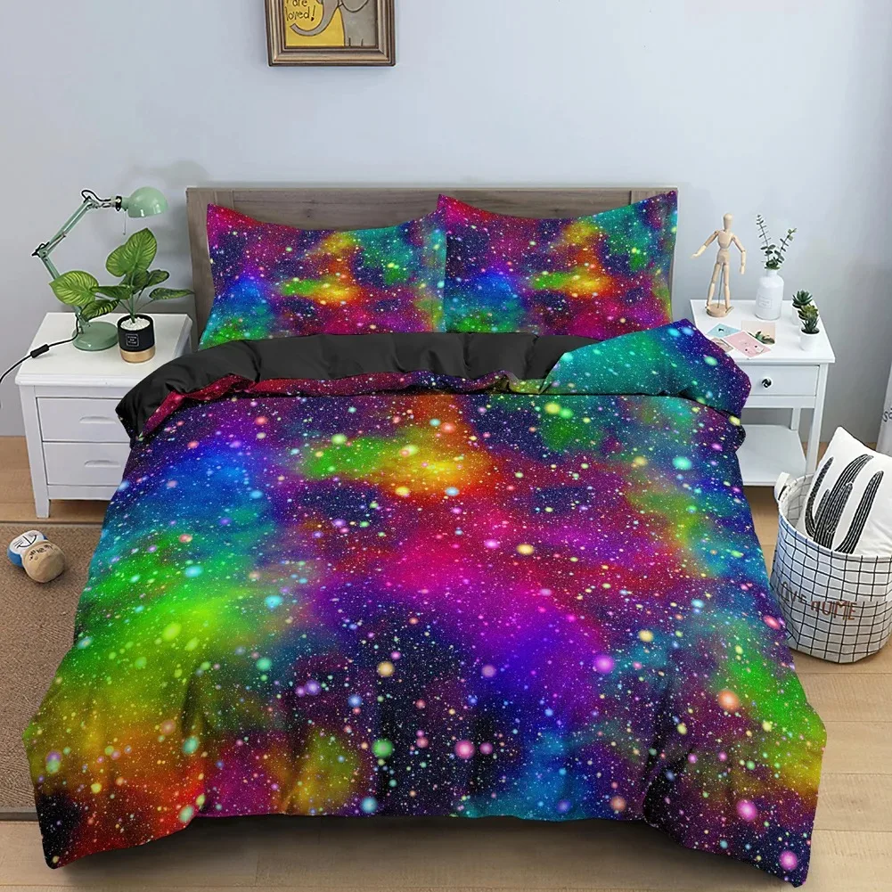 Galaxy Space Bedding Set 3D Universe Duvet Cover Psychedelic Quilt Cover With Zipper Queen Double Comforter Sets Kids Gifts