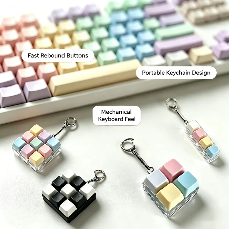 Mechanical Keycap Fidget Toy Macaron Nine Key Four Key No Light Detachable Fast Rebound Daily Mood Relief Adult Stress Relief