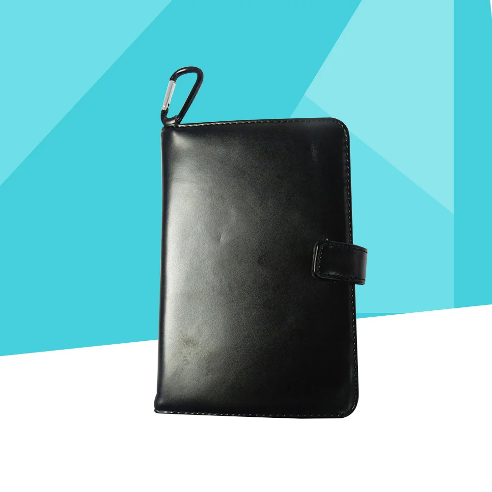 Golf Score Book Holder Real Case with Carabiner Includes Tools Set for Convenient Play and Gift Use Black