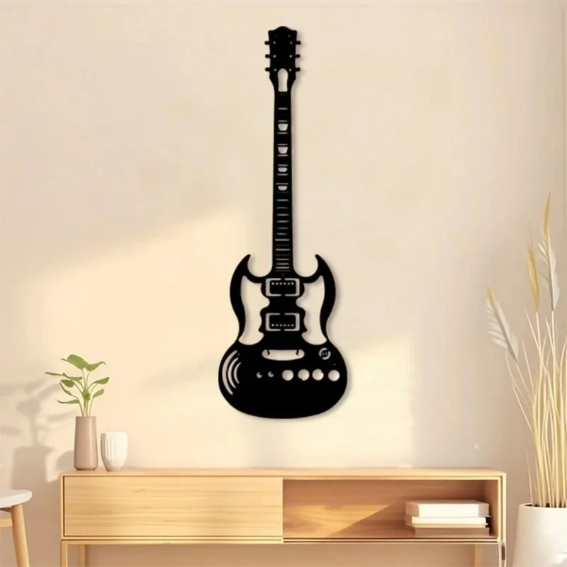 Brand 3D Metal Guitar Wall Art Iron Sculpture for Lounge Bar Stage Modern Home Decor Gift for Guitarists 1pc