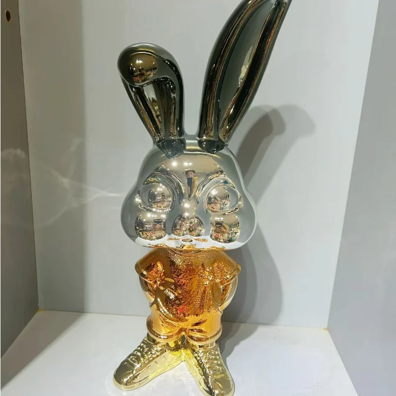 Electroplated Rabbit, Trendy Desktop Decoration, Artwork, High-end Customization, Home Décor. Sculpture
