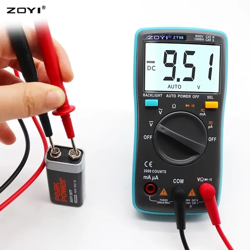 ZOYI Digital Multimeter DC/AC Voltage Current Capacitance Hz Diode Ohm Meter Ammeter Voltmeter Backlit ZT98 ZT100 ZT101 ZT102