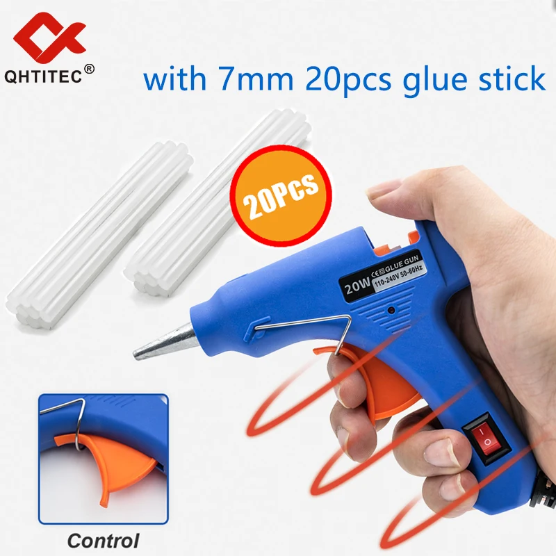 

20W Hot Melt Glue Gun Mini Gun DIY Home Tricolor Electric Temperature Gun Maintenance Tool with 7MM 20Pcs Transparent Glue Stick