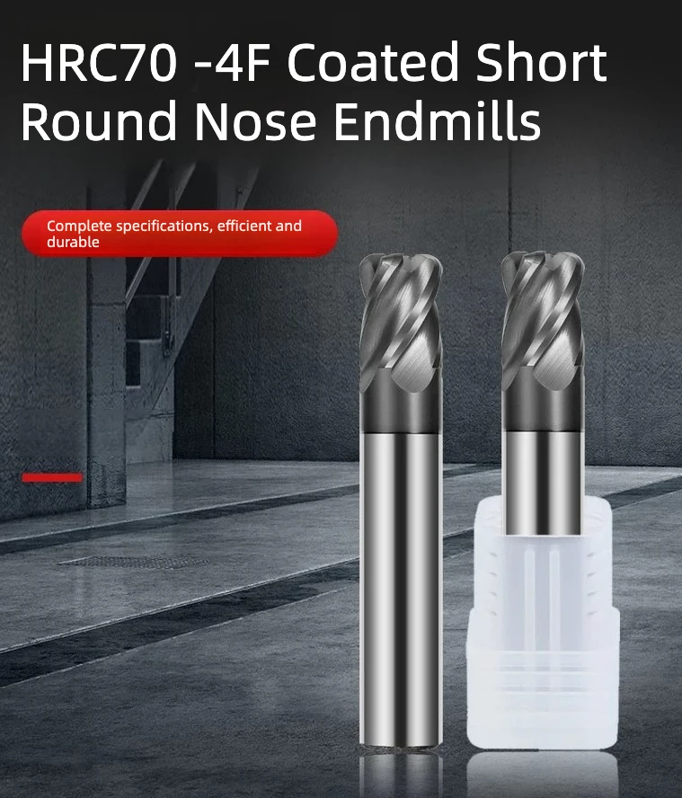 Kurzer Eckradius HRC70 4F Hartmetall-Schaftfräser mit kurzer Nut für Edelstahl R-Kugelkopffräser – Detail 1
