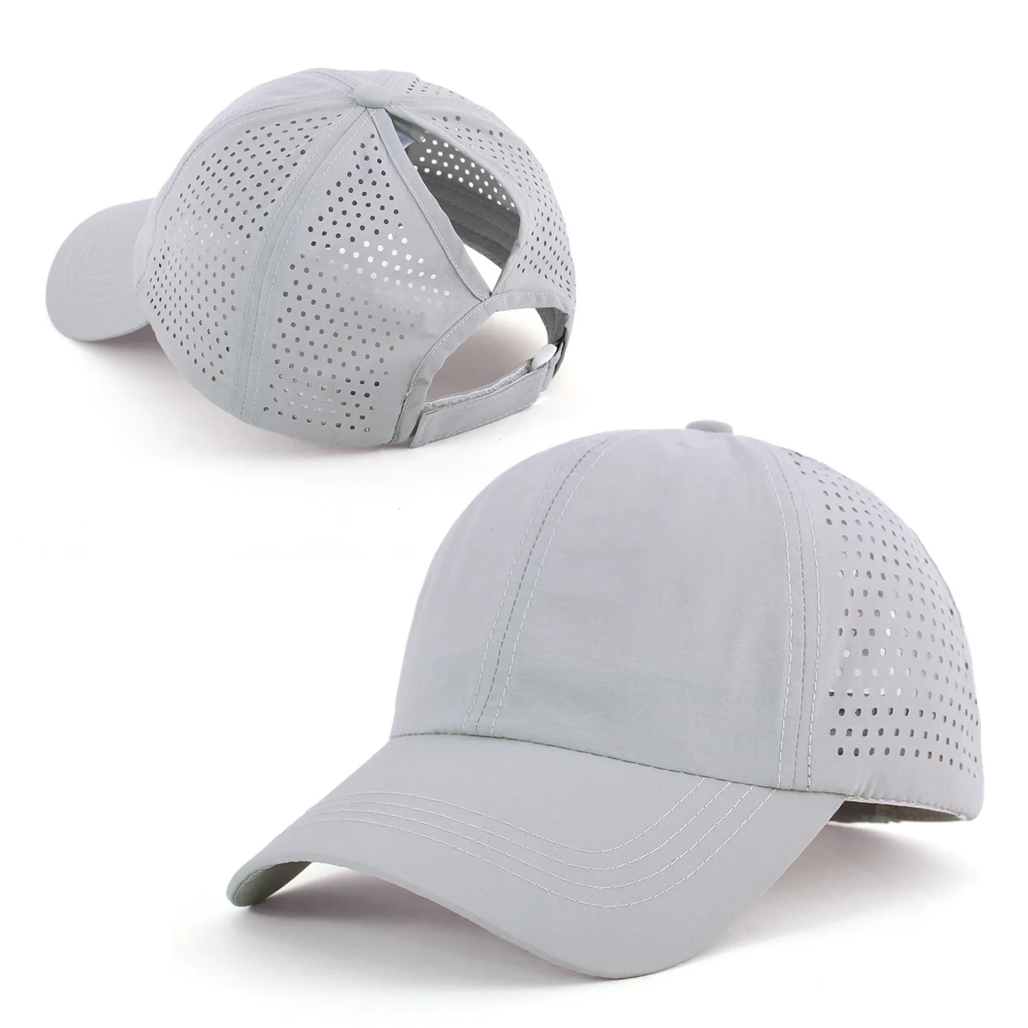Schnell trocknender Zungenhut für Damen, atmungsaktives Mesh-Mütze für Herren, Sommer, UV-Schutz, cool bleiben, stilvoll, verstellbar, Pferdeschwanz-Mütze – Detail 12