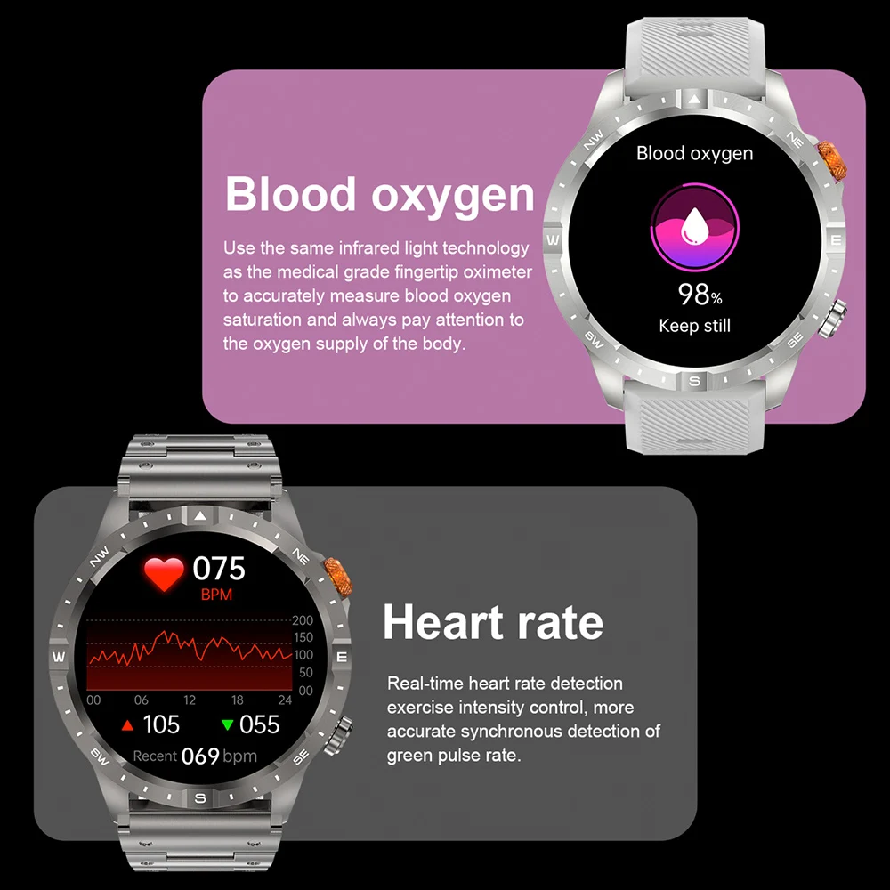 สมาร์ทกลางแจ้งนาฬิกาผู้หญิงผู้ชายโหมดกีฬา 400 mAh Health Monitor ฟันสีฟ้า Call Smartwatch กันน้ํา 360*360 AMLOED HD หน้าจอ