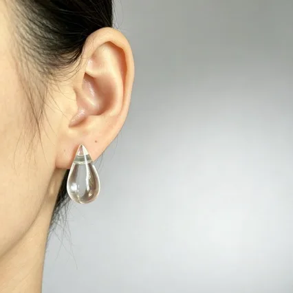 Natural Clear Quartz Teardrop Drop Earrings Star Inspired Cold Tone High End Engagement Daily Fine Jewelry Gift For Women