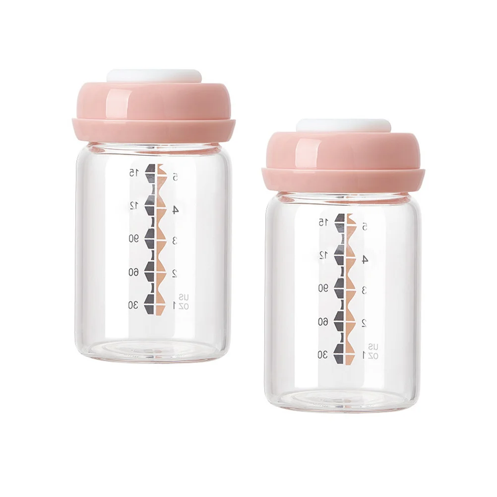 2 قطعة 150 مللي أكواب تخزين حليب الثدي حاويات زجاجية مقياس واضح غير يتلاشى سهلة التنظيف استحمام الطفل هدية أكواب تخزين حليب الثدي #2