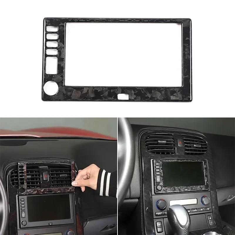 For Chevrolet Corvette C6 2005-2013 Real carbon fiber car styling car navigation screen decorative frame sticker car accessories