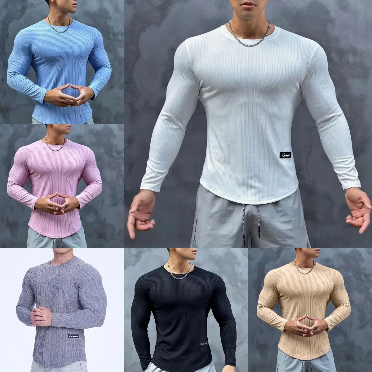 Long-sleeved Training Tight-fitting T-shirt Joker Muscle Exercise Fitness Clothes Top Elastic Close-fitting Bottoming Shirt Men