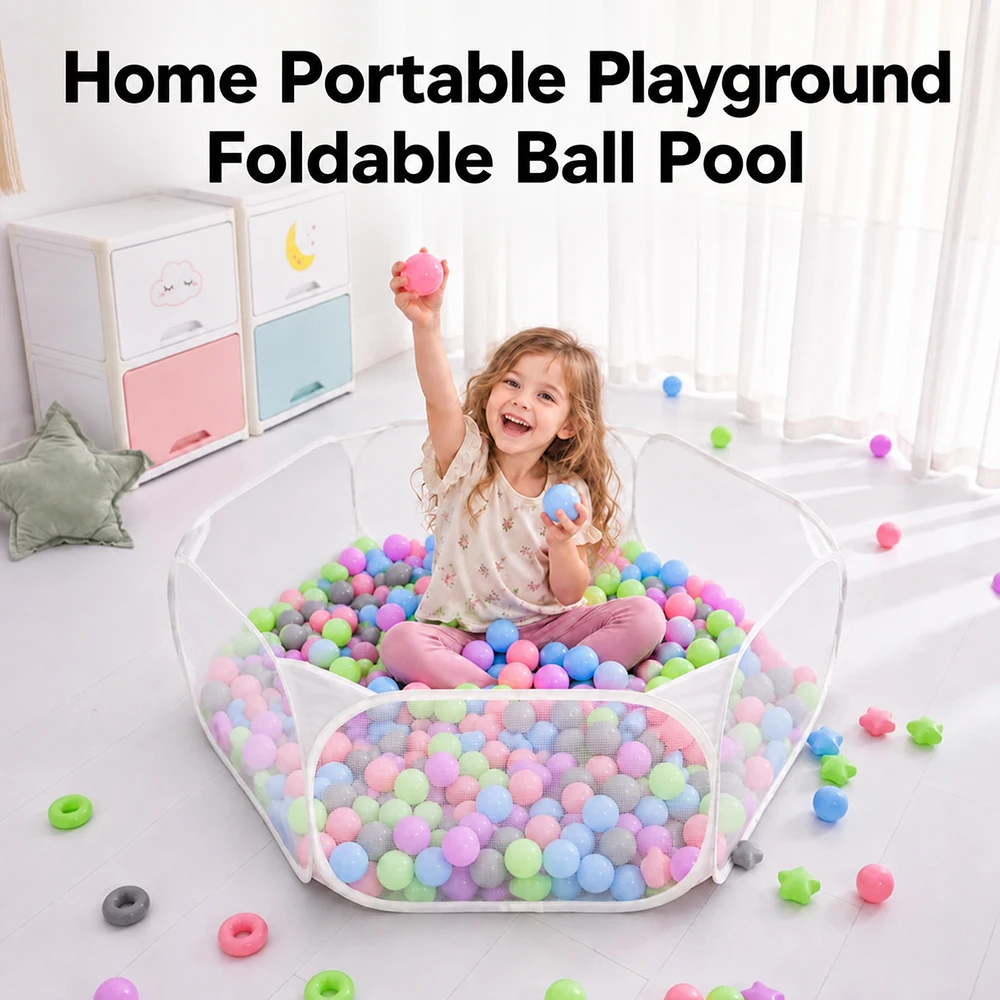 1pc Portable White Ball Pit Foldable Ball Pit Ball Pool for Babies Boy Girls Indoor Outdoor Play (Balls Not Included)