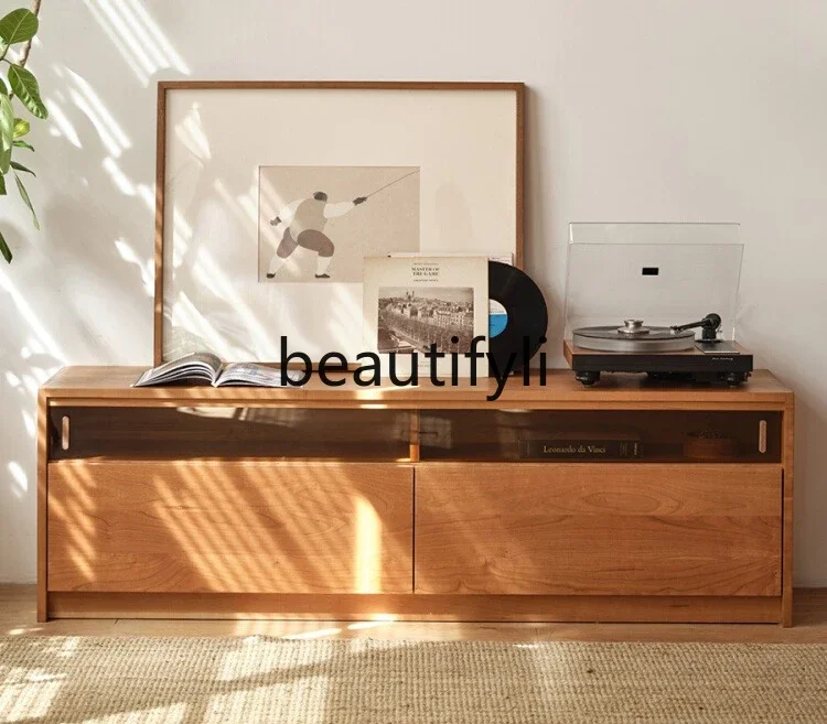 

A26 Flip TV cabinet, solid wood against the wall, Nordic home living room storage cabinet