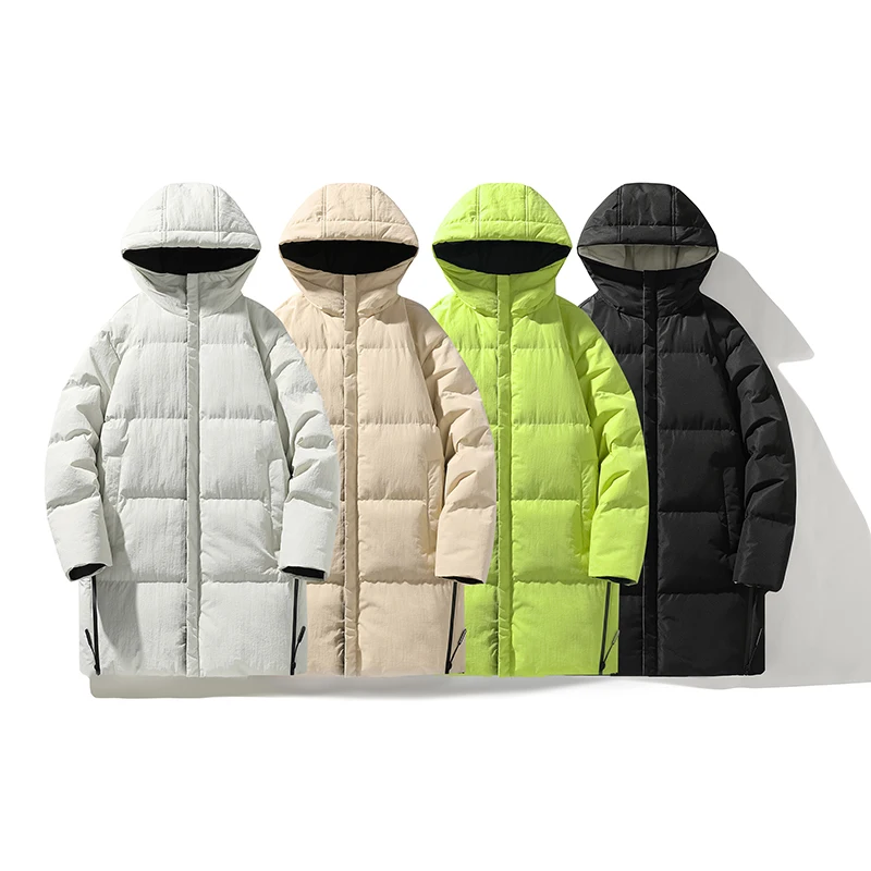 Hooded Over The Knee Jacket Fashion Outdoor Long Cotton-Padded Coat Cashmere Thicked Solid Color High Quality Oversize Jacket