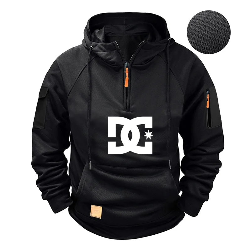 

Spring Autumn New Men Zippered Pullover Long Sleeve Sweatshirt with Multi Pockets Fashion Casual Tops for Daily Outdoor Wear