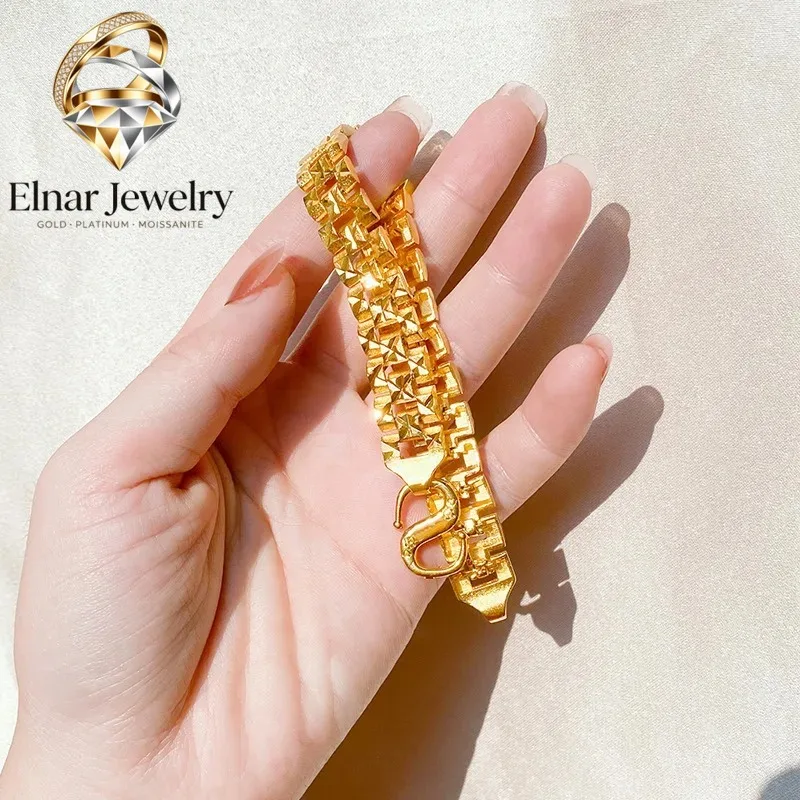 Elnar Jewelry Luxury 24K 9999 Pure Gold real gold Men's Women's Bracelet Tank Chain
