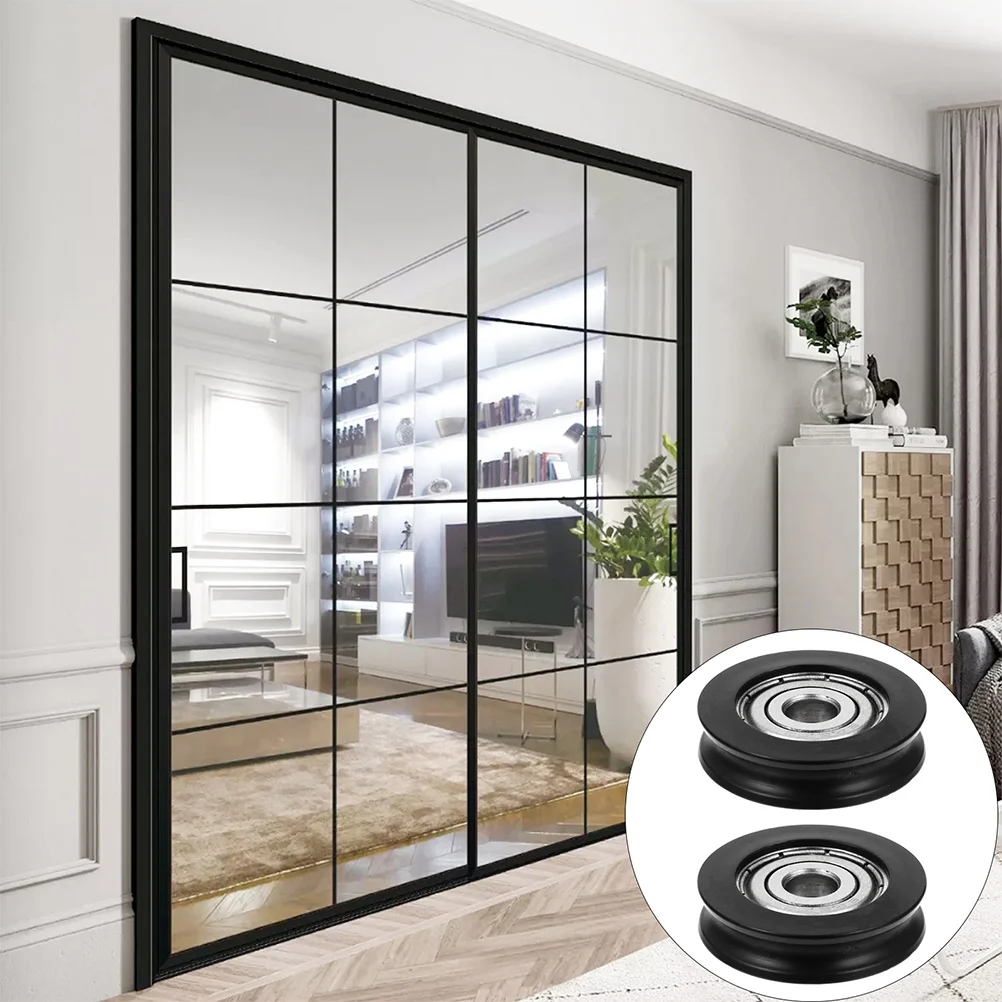 

4pcs U Groove Nylon Guide Pulley For Window Door Cabinet Sliding Barn Door Wheel Heavy Duty Rolling Bearing Track Groove Pulley