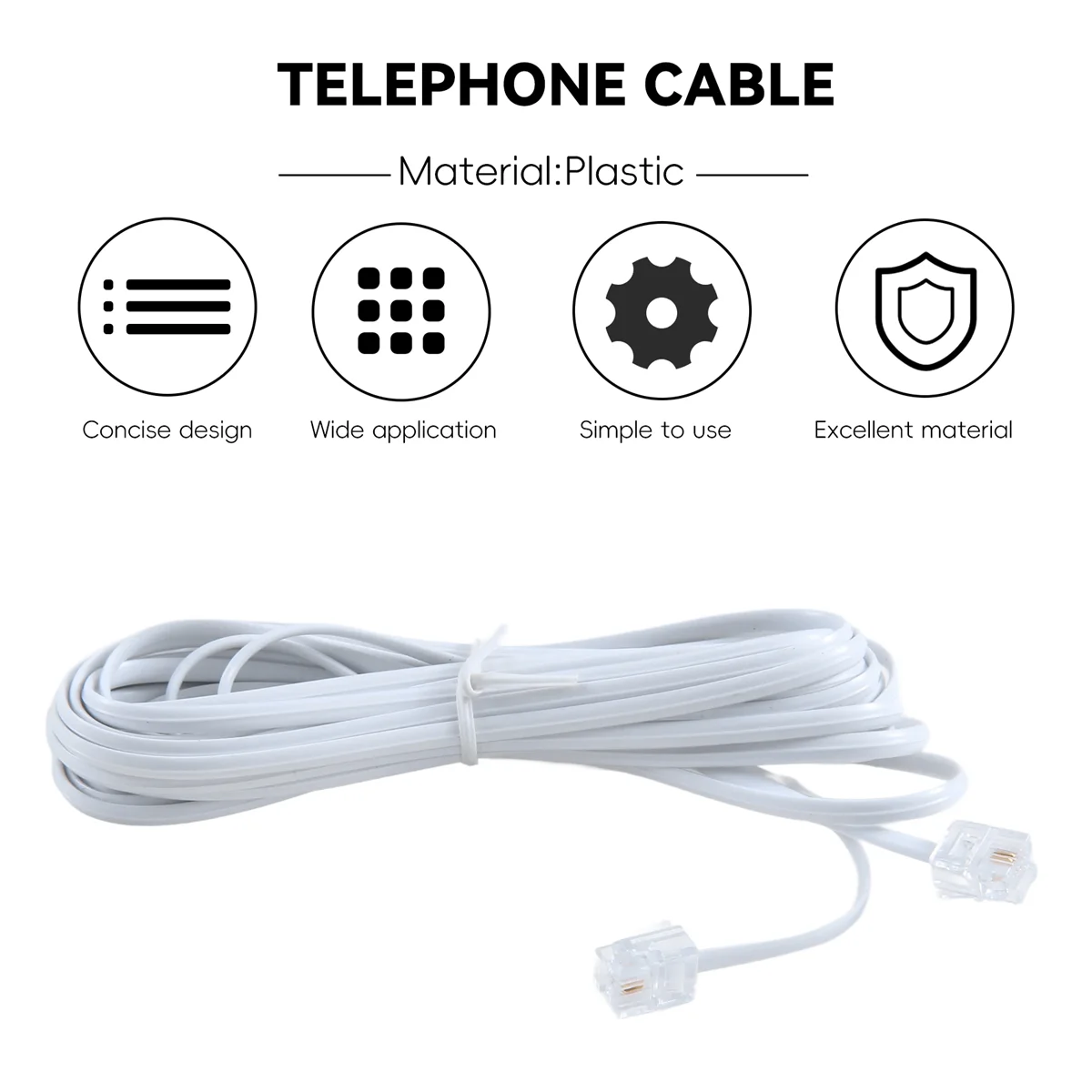 6P2C RJ11 macho a macho enchufe Cable de línea telefónica 5M TQ