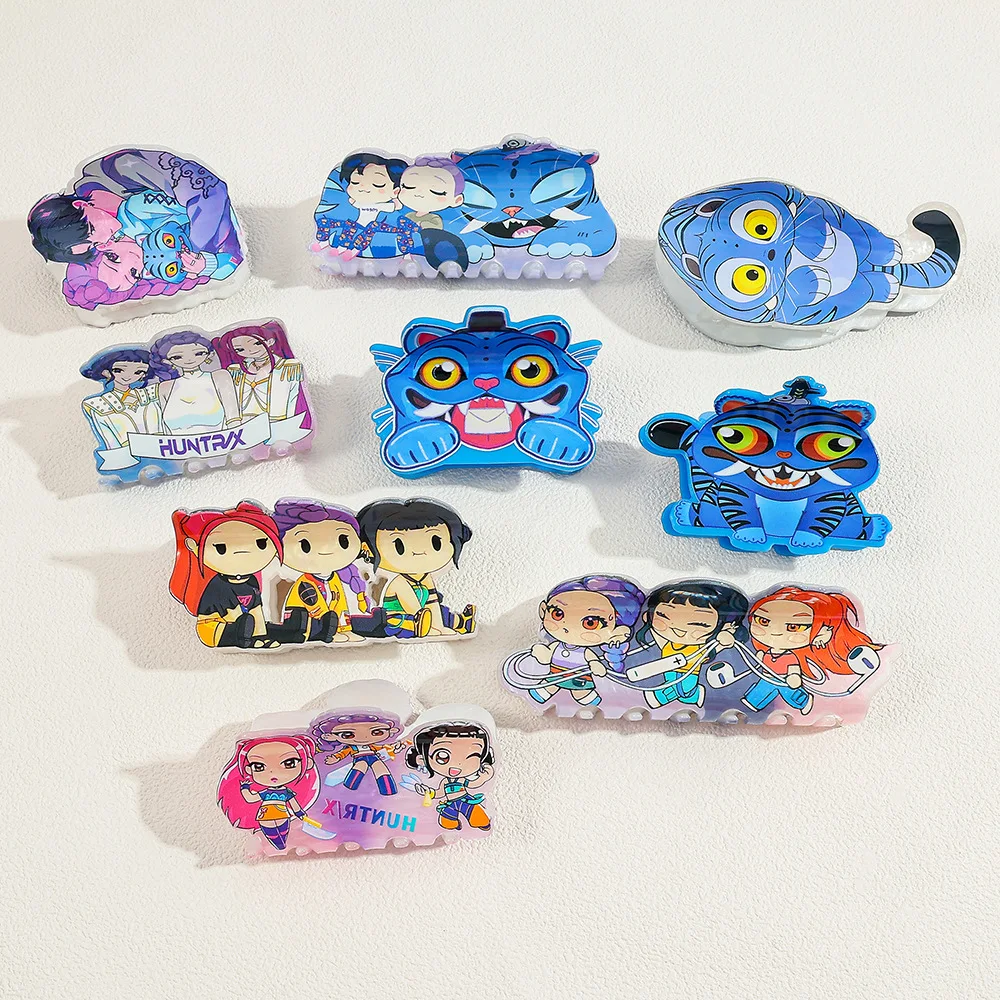 1/5 قطعة Kpop شيطان الصيادين مقاطع الشعر الفتيات إكسسوارات الشعر دبابيس الشعر وعصابات لطيف الاطفال مقاطع الشعر ل Updos هدية الكريسماس