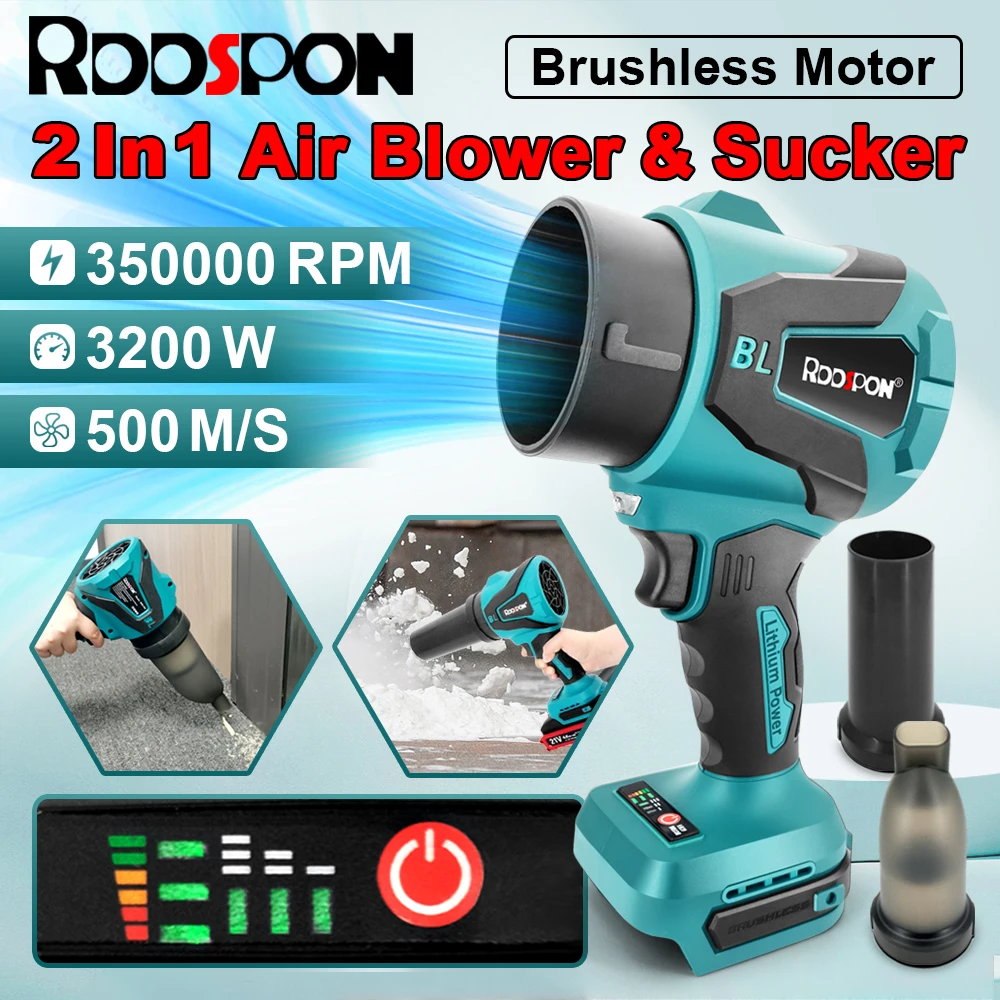 

2 в 1 ручной вентилятор для листьев, пылесос, 350000 об/мин, электрический турбовентилятор, бесщеточный инструмент для выдувания пыли для батареи Makita