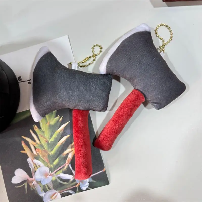 Lindo creativo simulación pequeño hacha muñeco de peluche juguete de peluche llavero colgante chica mochila encanto bolsa adornos divertido regalo de cumpleaños