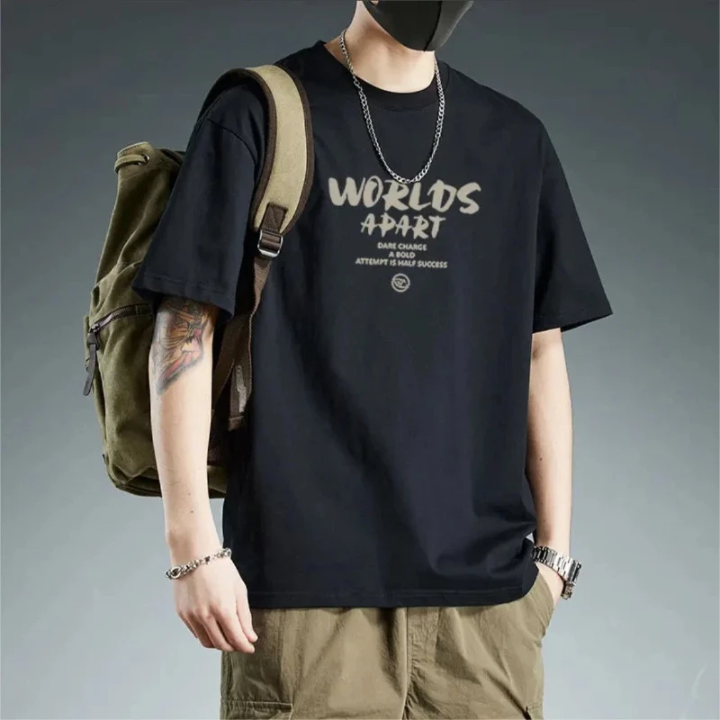 Worlds Apart Printed Casual Men's T-Shirt With Bold Lettering For Daily Wear Street Style Comfort Fit