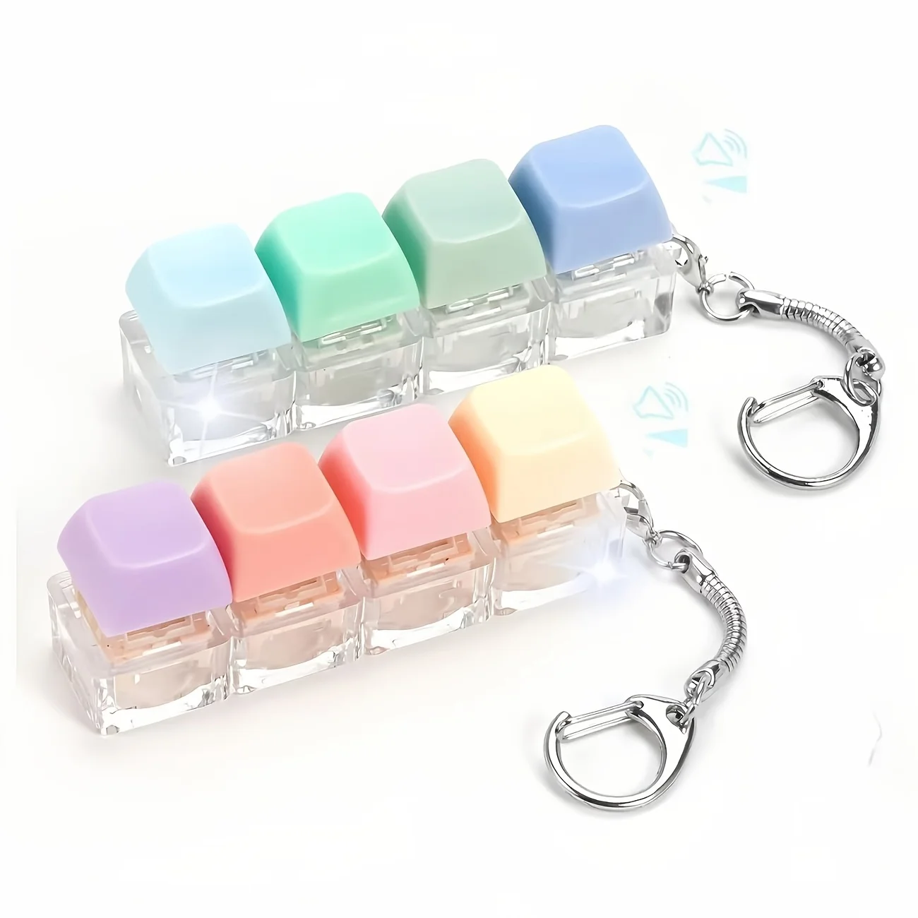 Anxiety Relief Fidget Keychain Clicker Keyboard Toy Key Ring Office Desk Accessory Perfect Holiday Gift Random Color