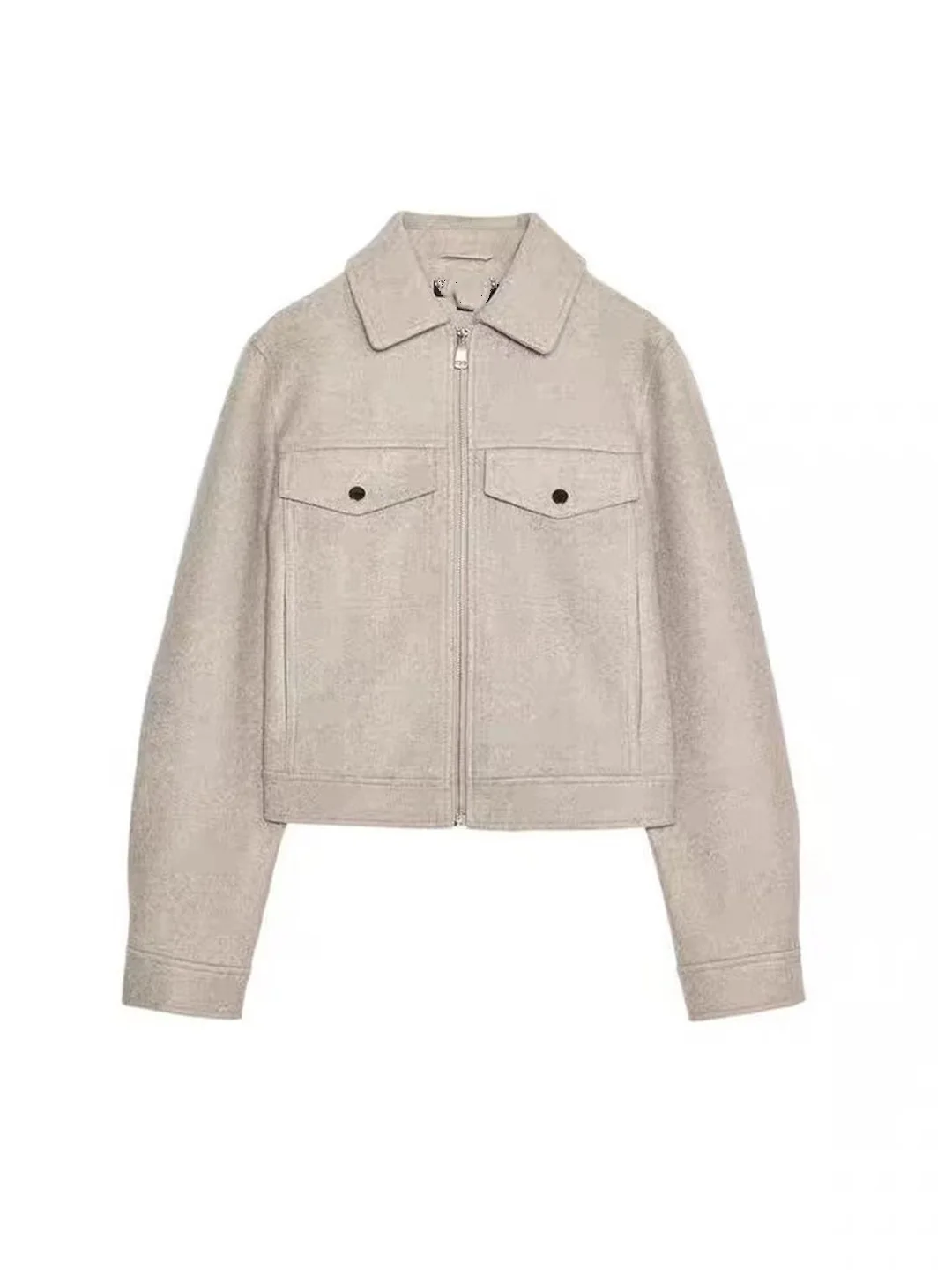 

UR & ZA2025 Осеннее новое женское однотонное пальто с декором на мягкой молнии Jaet, верхняя одежда 30265 70, повседневное облегающее пальто