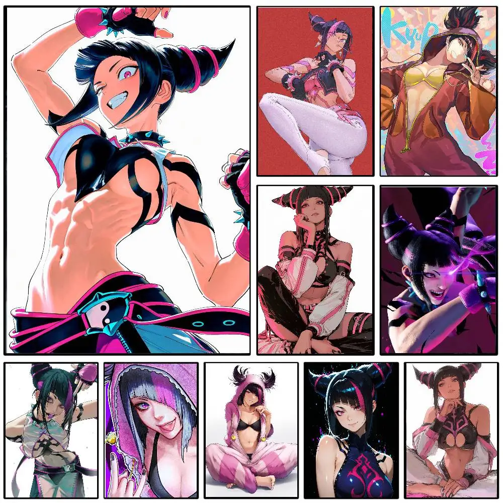 Game S-Street F-Fighter J-Juri Poster Art Sticky Wall Waterproof Home Living Room Bedroom Bar Aesthetic Decoration