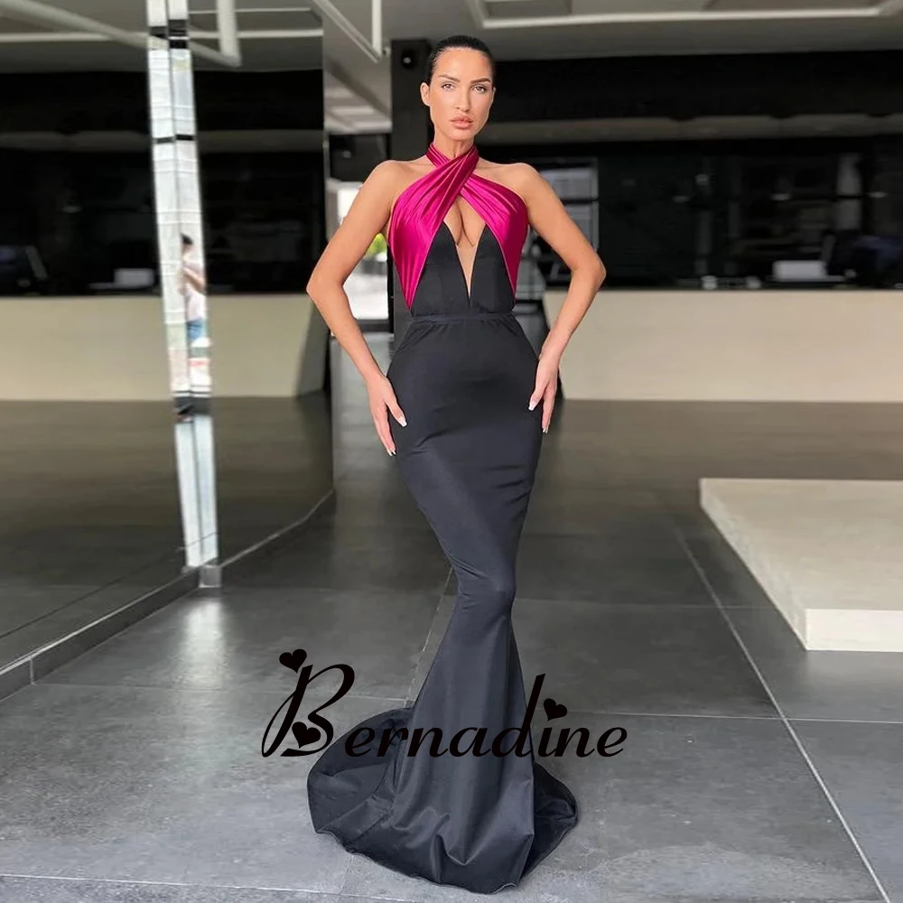 

Bernadine Evening Dresses Charming Halter Prom Evening Dress Mermaid Stain Sweep Train Vestidos Robes De Soirée Customised