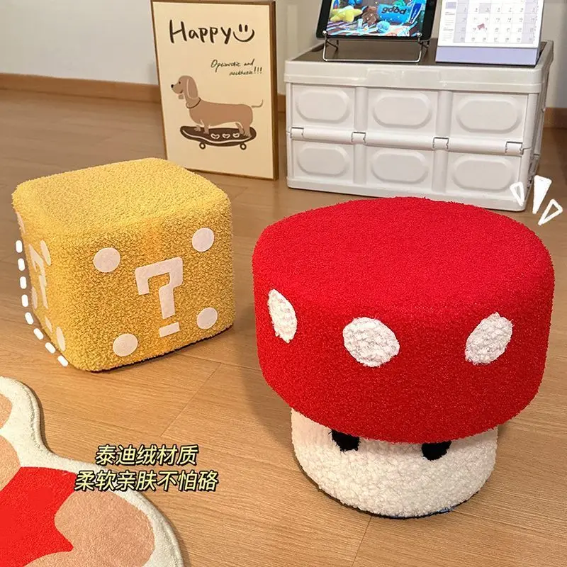 

For homecashmere solid wood low stool mushroom shoe changing living room creative dice stool stool bench