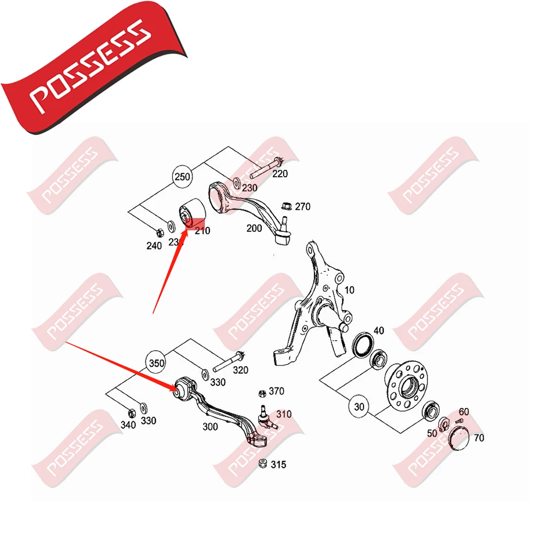 4 Pieces Front Lower Suspension Control Arm Bushing Kits For Mercedes-Benz E-Class W212 S212 CLS C218 W218 X218 2009-/