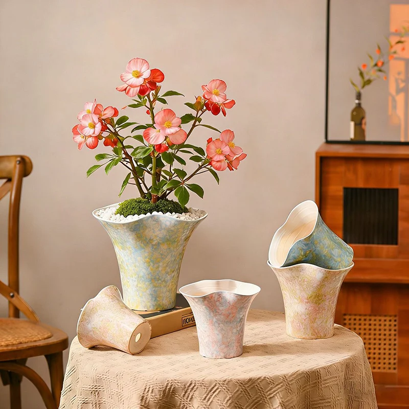 Elegant Modern Breathable Ceramic Orchid Planter with Drainage for Balcony Living Room Table Desktop Home Decor Gift