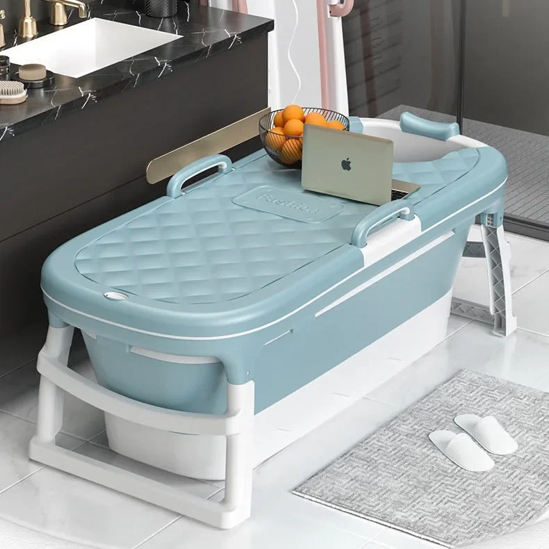 Extended and thickened double-layer adult bath bucket Folding bathtub Children's swimming tub Bath tub tub Sitting
