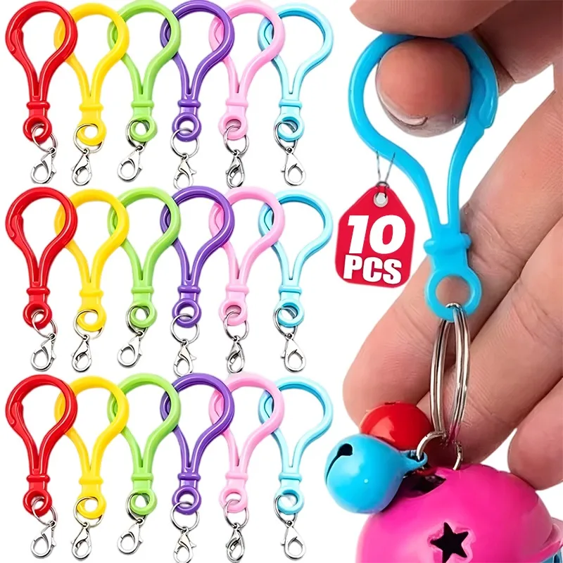 10PCS DIY Keychain Making Supplies Colorful Gourd Rings with Push Button Lobster Clasps Ring Connectors for Bag Charms Tag Craft