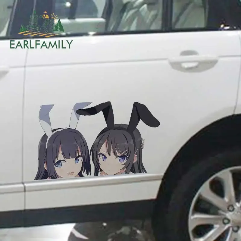 

EARLFAMILY 43cm x 26.8cm For Bunny Girl Car Stickers Waterproof Decal Vinyl Car Accessories Anime Funny Sunscreen Decoration