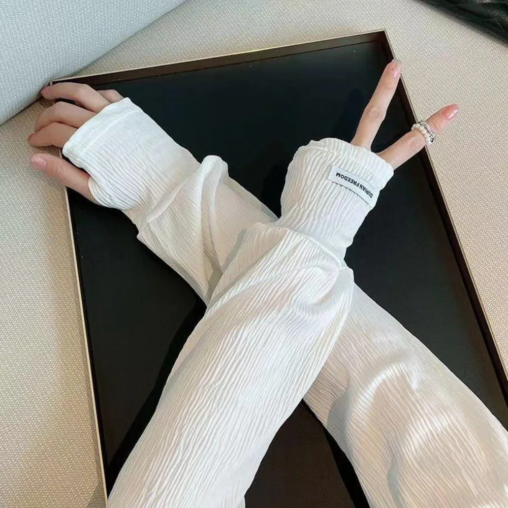 ใหม่ผ้าไหมน้ําแข็งแขนแขนหน้าจอสัมผัสบางครึ่งนิ้วแขน UV Protection Hand Protector ฝาครอบกีฬา