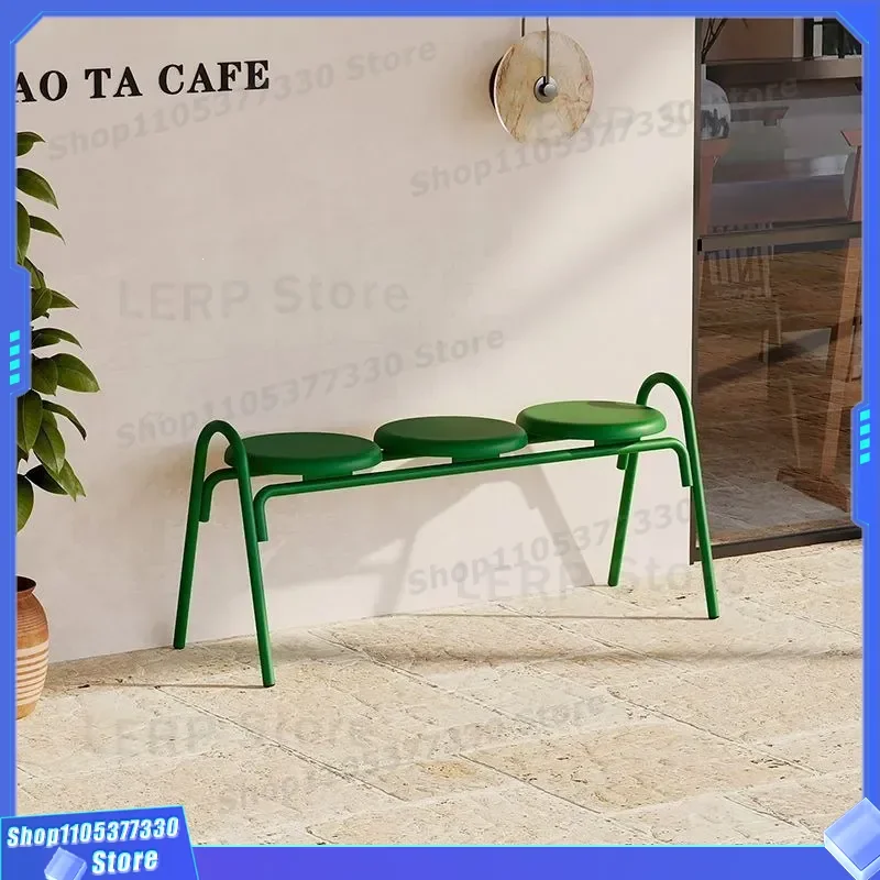 Luxury Metal Triple Round Stool Commercial Street Outdoor Leisure Bench Drink Shop Waiting Rest Chair Internet Celebrity