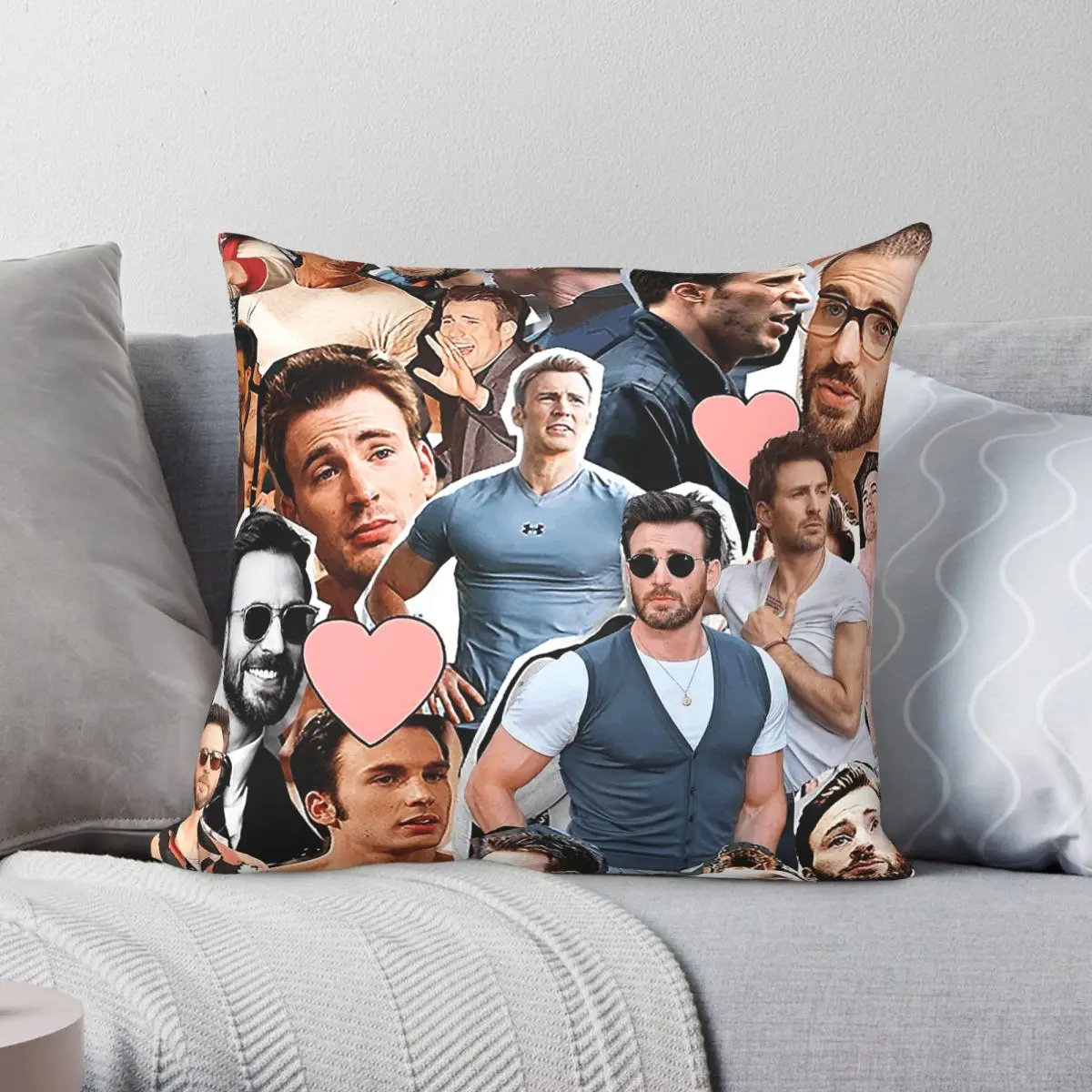 Chris Evans Photo Collage Pillowcase Polyester Linen Velvet Printed Zip Decor Pillow Case Sofa Seater Cushion Cover 18