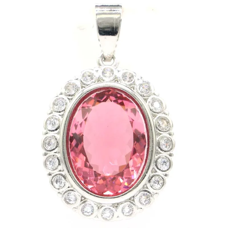 Buy 3 Get 1 Free 34x20mm Pretty 5.6g Pink Morganite Rich Blue Violet Tanzanite CZ Women Silver Pendant