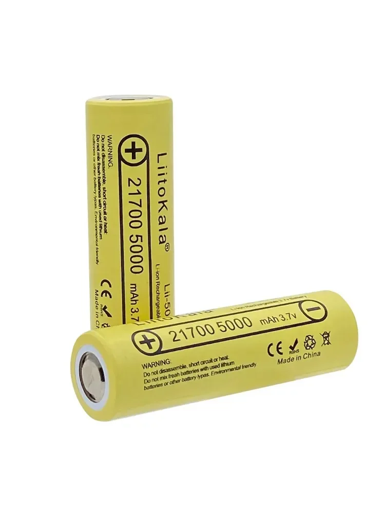 Akumulator Lii-50E 3.7V 21700 LiitoKala 5000mAh, akumulator wielokrotnego ładowania, rozładowanie 5C, baterie o dużej mocy do produktów elektronicznych, latarki — 2