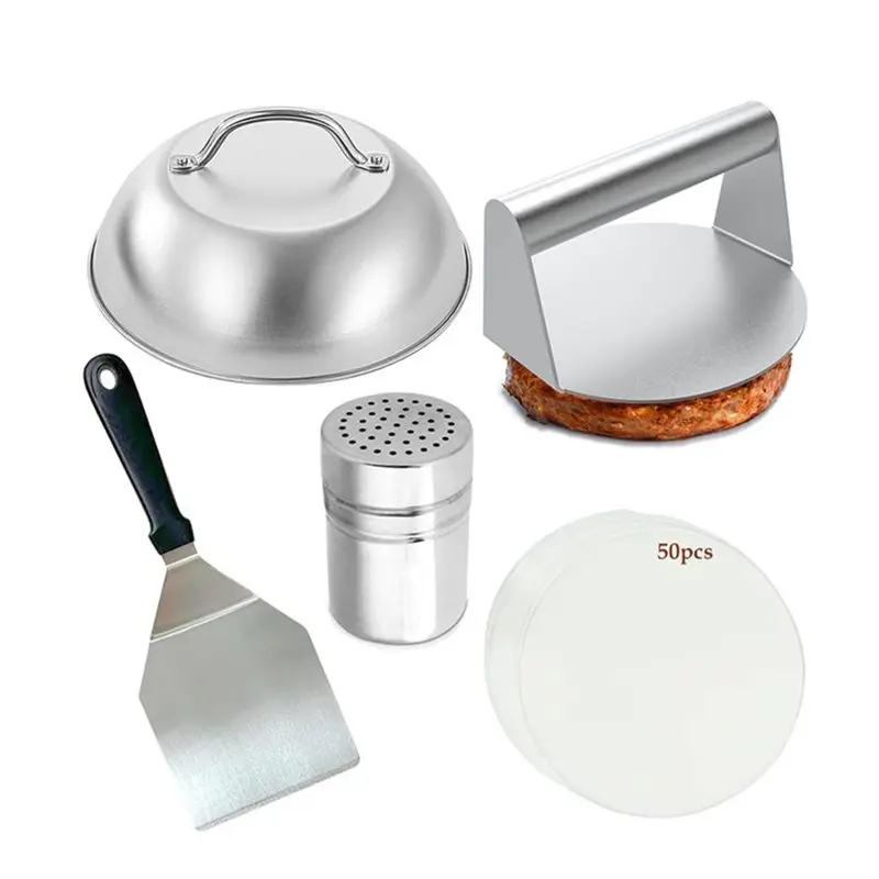 ABVG-Burger Press Kit 5 Pieces- Cooking BBQ Cookware Set, Barbecue Tool Set For Griddle, Grill…