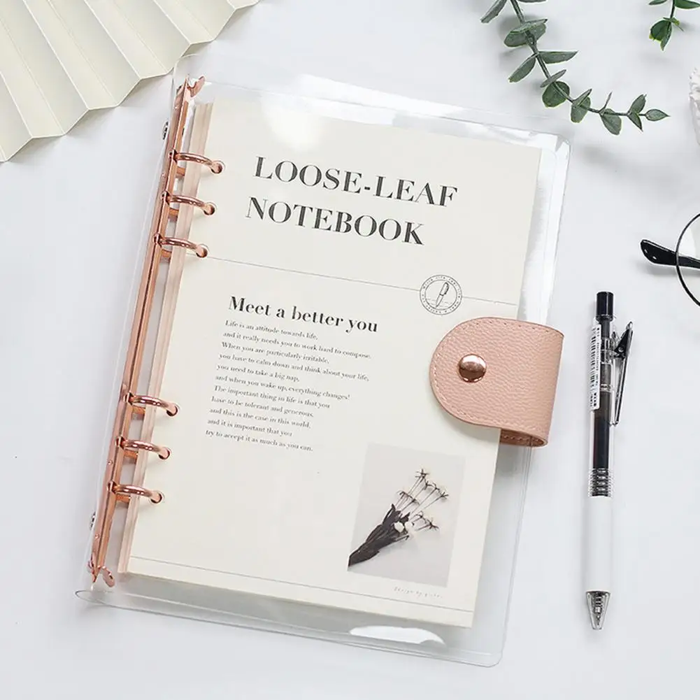 A5 A6 New Rose Gold PVC Transparent 6-Hole Loose-Leaf Binder Notebook Cover Diary Agenda Planner Paper Cover School Stationery