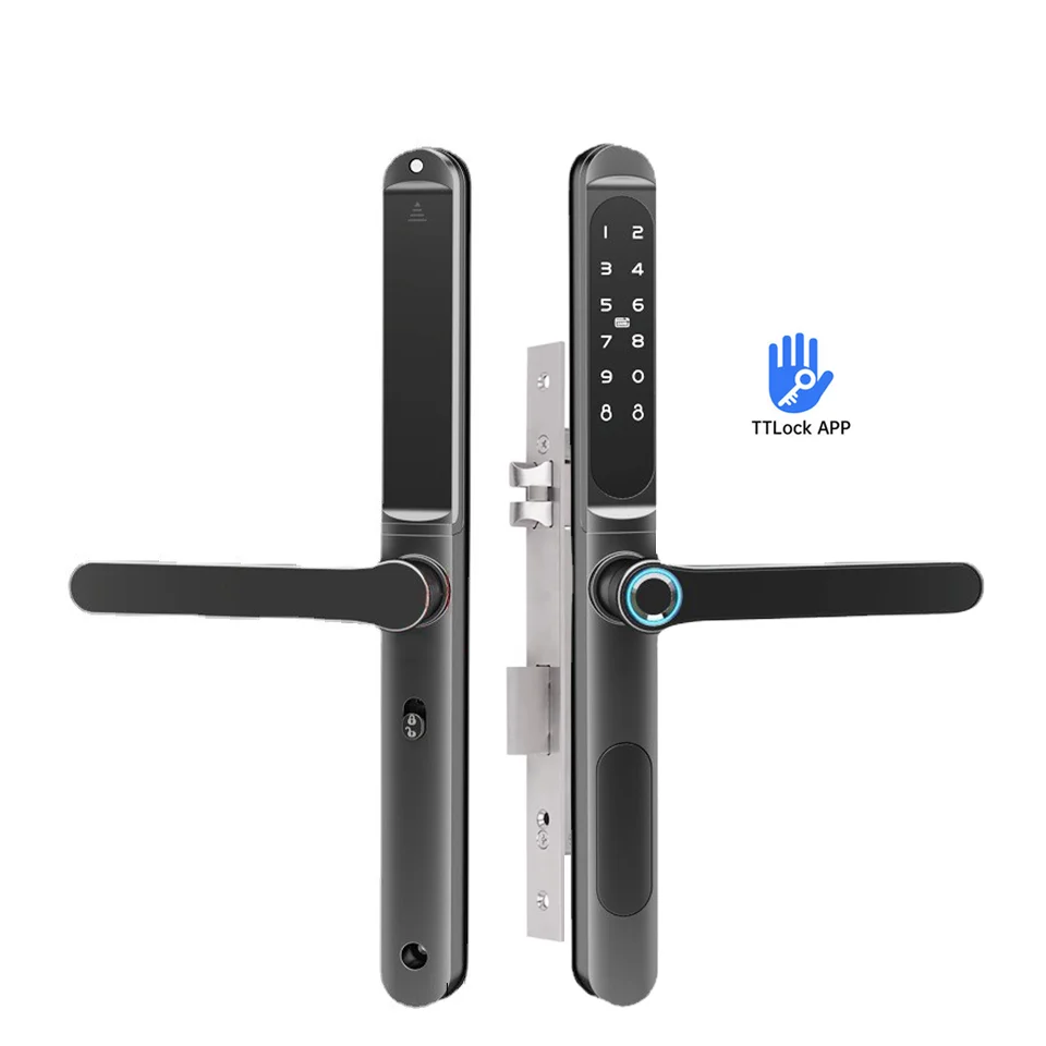 WiFi TTLock Waterproof Smart Door Lock Aluminum Profile for Sliding Door Fingerprint Electronic Access Digital Smart Lock for