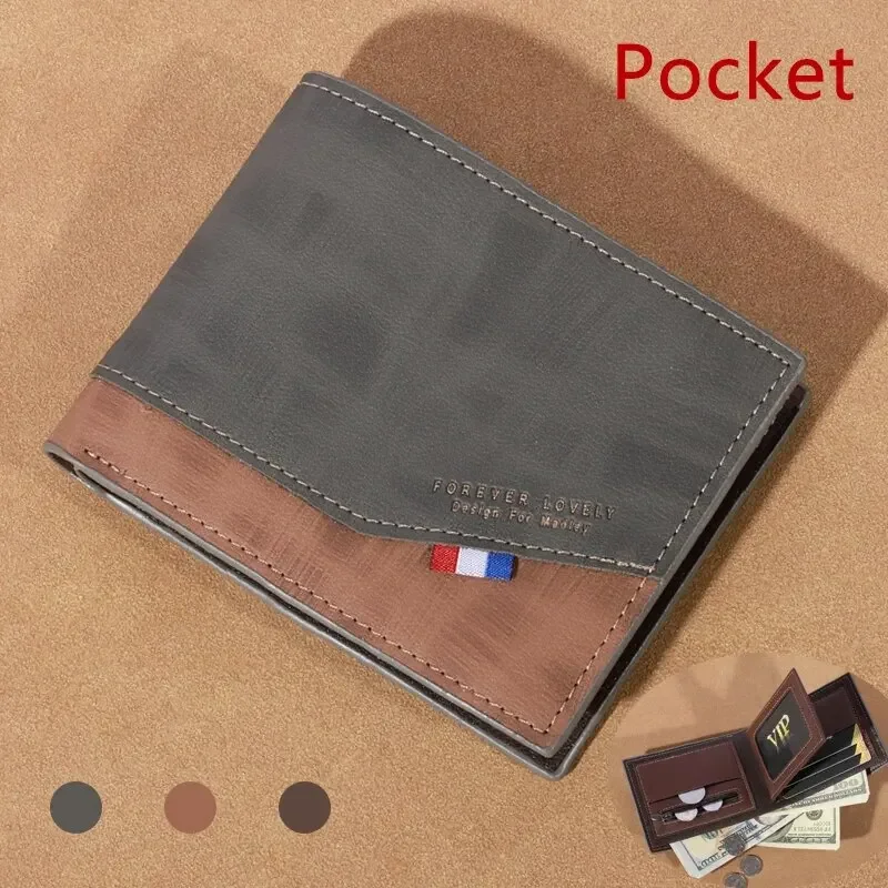 Men's High-capacity Leather Wallet, Small Multi Slot Photo Wallet for Coins, Vintage Wallet