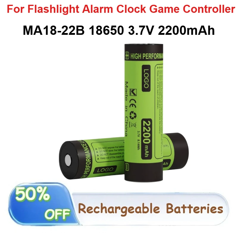

5 Pcs MA18-22B 18650 3.7V 2200mAh Li-Ion Battery Pack for Flashlight Alarm Clock Game Controller Rechargeable Batteries