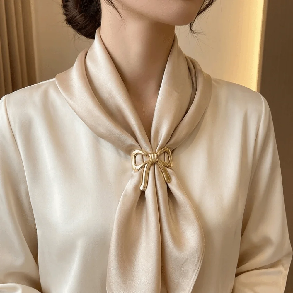Alloy Bow Scarf Buckle Smooth Irregular Minimalist Clothes Corner Clip Hollow Irregular Multifunctional Shawl Clasp Scarf Fixing