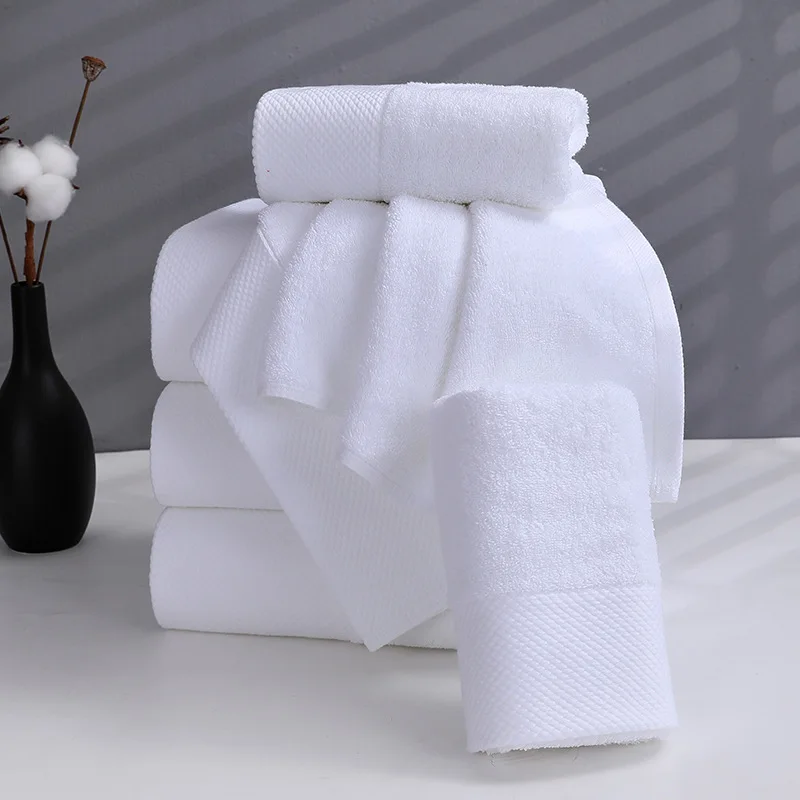 White towel, family, hotel, homestay, club, bath center use, face towel wholesale, soft water absorbent skin breathable logo