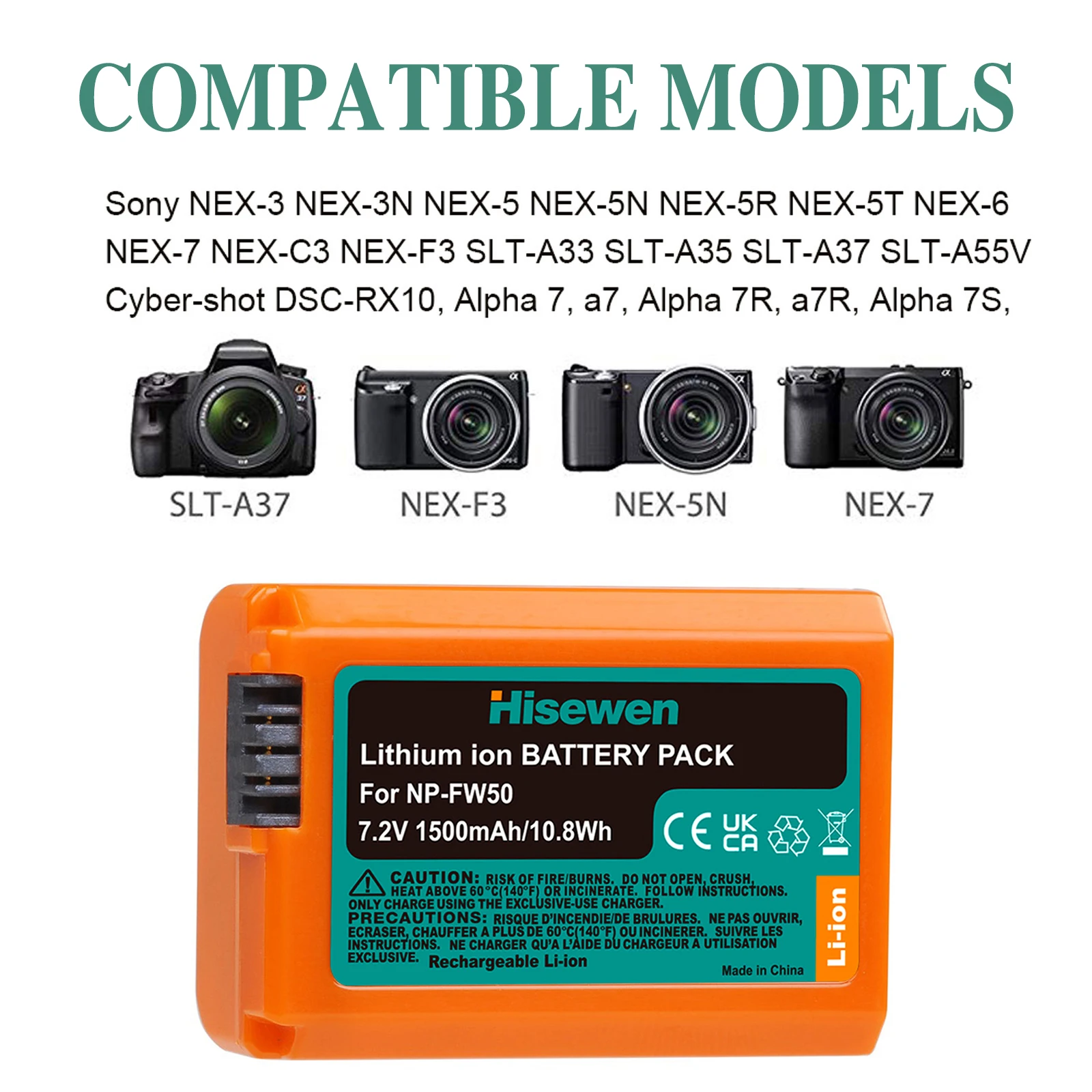 Hisewen Orange NP-FW50 NP FW50 - Sony Camera Zv-E10 recension och pris
