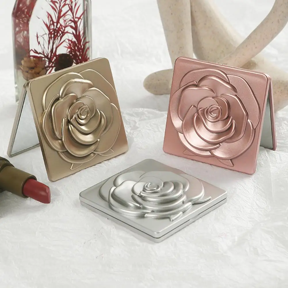 

Compact Makeup Mirror Rose-pattern Mirror Vintage Rose Portable Foldable Makeup Mirror for Men Women High Clarity for Pocket