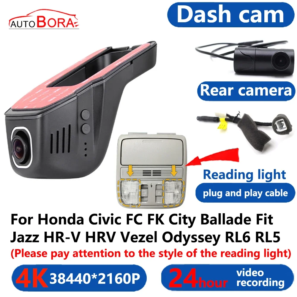 

4K Wifi 3840*2160 Car DVR Dash Cam Camera 24H Video Monitor for Honda Civic FC FK City Ballade Fit Jazz HR-V HRV Vezel Odyssey R